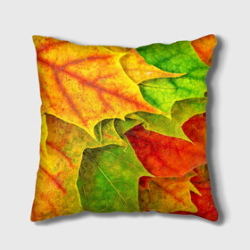 Подушка 3D с принтом Осенний наряд в Новосибирске, наволочка – 100% полиэстер, наполнитель – холлофайбер (легкий наполнитель, не вызывает аллергию). | состоит из подушки и наволочки. Наволочка на молнии, легко снимается для стирки | жёлтый | зелёный | красный | листва | листья | оранжевый