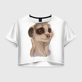 Женская футболка 3D укороченная с принтом Meerkats в Новосибирске, 100% полиэстер | круглая горловина, длина футболки до линии талии, рукава с отворотами | meerkats | животные | милый | сурикат | сурикаты