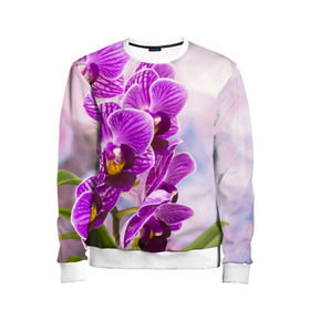 Детский свитшот 3D с принтом Божественная орхидея в Новосибирске, 100% полиэстер | свободная посадка, прямой крой, мягкая тканевая резинка на рукавах и понизу свитшота | 8 марта | букет | весна | красота | куст | лето | орхидея | подарок | сиреневый цвет | цветок | шикарный цветочек