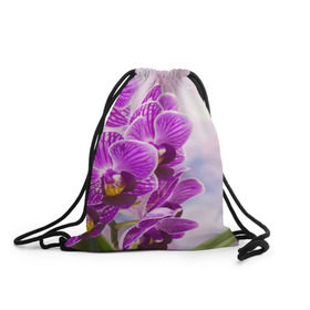 Рюкзак-мешок 3D с принтом Божественная орхидея в Новосибирске, 100% полиэстер | плотность ткани — 200 г/м2, размер — 35 х 45 см; лямки — толстые шнурки, застежка на шнуровке, без карманов и подкладки | 8 марта | букет | весна | красота | куст | лето | орхидея | подарок | сиреневый цвет | цветок | шикарный цветочек