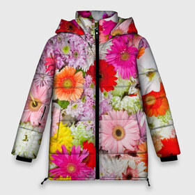 Женская зимняя куртка 3D с принтом Обилие цветов в Новосибирске, верх — 100% полиэстер; подкладка — 100% полиэстер; утеплитель — 100% полиэстер | длина ниже бедра, силуэт Оверсайз. Есть воротник-стойка, отстегивающийся капюшон и ветрозащитная планка. 

Боковые карманы с листочкой на кнопках и внутренний карман на молнии | 8 марта | букет | георгина | изобилие | красота | куст | лето | обилие | петунья | подснежник | полевые | разные цветы | роза | ромашка | тюльпан | хризантема | цветочек | цветы