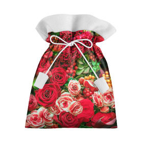 Подарочный 3D мешок с принтом Роскошный букет в Новосибирске, 100% полиэстер | Размер: 29*39 см | 8 марта | блеск | гвоздики | красный | красота | невероятный | огромный букет | пёстрый | праздник | розы | роскошный | цветы | шикарный
