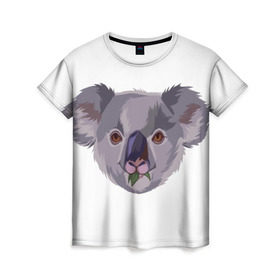Женская футболка 3D с принтом Koala в Новосибирске, 100% полиэфир ( синтетическое хлопкоподобное полотно) | прямой крой, круглый вырез горловины, длина до линии бедер | животные | забавный | коала | милый