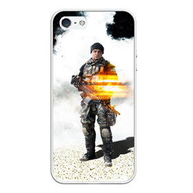 Чехол силиконовый для Телефон Apple iPhone 5/5S с принтом Battlefield 4 Soldier в Новосибирске, Силикон | Область печати: задняя сторона чехла, без боковых панелей | Тематика изображения на принте: art | battlefield