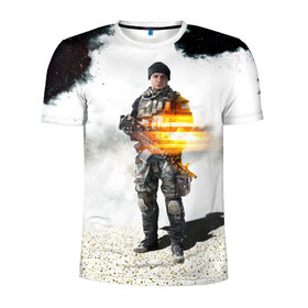 Мужская футболка 3D спортивная с принтом Battlefield 4 Soldier в Новосибирске, 100% полиэстер с улучшенными характеристиками | приталенный силуэт, круглая горловина, широкие плечи, сужается к линии бедра | art | battlefield