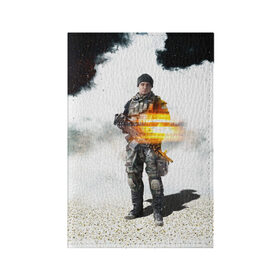 Обложка для паспорта матовая кожа с принтом Battlefield 4 Soldier в Новосибирске, натуральная матовая кожа | размер 19,3 х 13,7 см; прозрачные пластиковые крепления | Тематика изображения на принте: art | battlefield