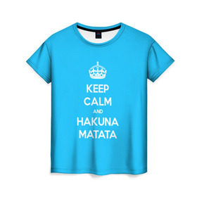 Женская футболка 3D с принтом hakuna matata в Новосибирске, 100% полиэфир ( синтетическое хлопкоподобное полотно) | прямой крой, круглый вырез горловины, длина до линии бедер | 