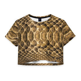 Женская футболка 3D укороченная с принтом Змеиная кожа в Новосибирске, 100% полиэстер | круглая горловина, длина футболки до линии талии, рукава с отворотами | fasion | snake | блеск | дерзость | змеиная | змея | кожа | кожура | красота | крутость | мода | показуха | статус | стиль | ткань | шик