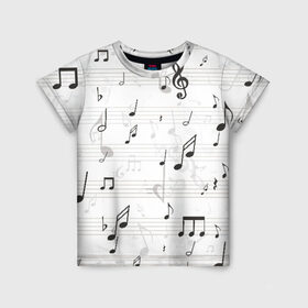 Детская футболка 3D с принтом ноты в Новосибирске, 100% гипоаллергенный полиэфир | прямой крой, круглый вырез горловины, длина до линии бедер, чуть спущенное плечо, ткань немного тянется | музыка | ноты | струны