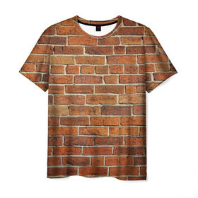 Мужская футболка 3D с принтом Кирпичи в Новосибирске, 100% полиэфир | прямой крой, круглый вырез горловины, длина до линии бедер | бетон | камень | кирпич | мощь | стена | строительство | стройка | цемент