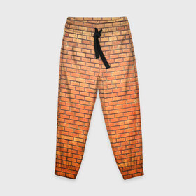Детские брюки 3D с принтом Кирпичная стена в Новосибирске, 100% полиэстер | манжеты по низу, эластичный пояс регулируется шнурком, по бокам два кармана без застежек, внутренняя часть кармана из мелкой сетки | камень | кирпич | стена