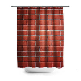 Штора 3D для ванной с принтом Красный кирпич в Новосибирске, 100% полиэстер | плотность материала — 100 г/м2. Стандартный размер — 146 см х 180 см. По верхнему краю — пластиковые люверсы для креплений. В комплекте 10 пластиковых колец | бетон | камень | кирпич | мощь | стена | строительство | стройка | цемент