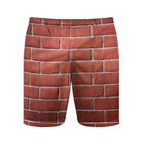 Мужские шорты 3D спортивные с принтом Красный кирпич в Новосибирске,  |  | бетон | камень | кирпич | мощь | стена | строительство | стройка | цемент
