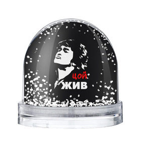 Снежный шар с принтом Цой жив в Новосибирске, Пластик | Изображение внутри шара печатается на глянцевой фотобумаге с двух сторон | виктор цой | рок | русский рок | цой | цой жив