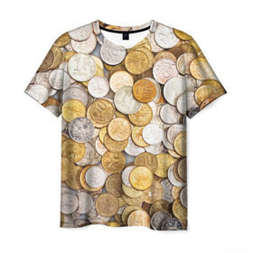 Мужская футболка 3D с принтом Российские монетки в Новосибирске, 100% полиэфир | прямой крой, круглый вырез горловины, длина до линии бедер | money | валюта | деньги | копейка | лавэ | мелочёвка | мелочь | монетки | монеты | россия | рубль | филки