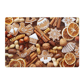 Магнитный плакат 3Х2 с принтом Новогодние вкусняшки в Новосибирске, Полимерный материал с магнитным слоем | 6 деталей размером 9*9 см | вкусняшки | конфеты | лакомство | леденцы | новый год | обжора | объедение | орешки | печенки | праздник | сладкоежка | сладости