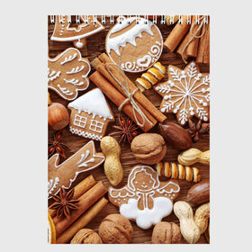 Скетчбук с принтом Новогодние вкусняшки в Новосибирске, 100% бумага
 | 48 листов, плотность листов — 100 г/м2, плотность картонной обложки — 250 г/м2. Листы скреплены сверху удобной пружинной спиралью | Тематика изображения на принте: вкусняшки | конфеты | лакомство | леденцы | новый год | обжора | объедение | орешки | печенки | праздник | сладкоежка | сладости