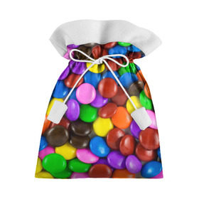Подарочный 3D мешок с принтом Цветные конфетки в Новосибирске, 100% полиэстер | Размер: 29*39 см | Тематика изображения на принте: вкусняшки | драже | конфеты | лакомство | сладости | шоколад
