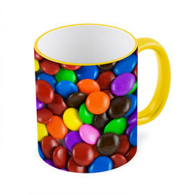 Кружка 3D с принтом Цветные конфетки в Новосибирске, керамика | ёмкость 330 мл | Тематика изображения на принте: вкусняшки | драже | конфеты | лакомство | сладости | шоколад