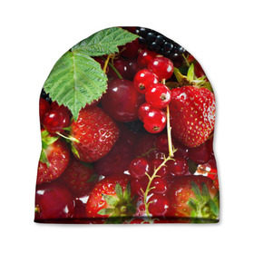 Шапка 3D с принтом Любимые ягоды в Новосибирске, 100% полиэстер | универсальный размер, печать по всей поверхности изделия | вкусно | голубика | дача | деревня | ежевика | зелень | клубника | малина | огород | полезно | сад | смородина | сок | фрукты | черника | шиповник | ягоды