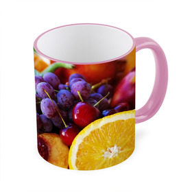 Кружка 3D с принтом Спелые фрукты в Новосибирске, керамика | ёмкость 330 мл | абрикос | алыча | апельсин | бодрость | веган | виноград | витамины | груша | диета | еда | здоровье | лайм | лимон | молодость | нектар | овощи | персик | питание | польза | сок | фрукты | яблоко | ягоды