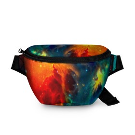 Поясная сумка 3D с принтом Atlantis nebula в Новосибирске, 100% полиэстер | плотная ткань, ремень с регулируемой длиной, внутри несколько карманов для мелочей, основное отделение и карман с обратной стороны сумки застегиваются на молнию | вселенная | звезды | космос