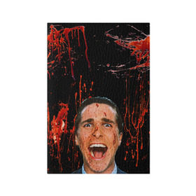 Обложка для паспорта матовая кожа с принтом Американский психопат в Новосибирске, натуральная матовая кожа | размер 19,3 х 13,7 см; прозрачные пластиковые крепления | кристиан бэйл | псих | психопат | ужасы