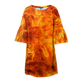 Детское платье 3D с принтом Огонь в Новосибирске, 100% полиэстер | прямой силуэт, чуть расширенный к низу. Круглая горловина, на рукавах — воланы | Тематика изображения на принте: ад | взрыв | вспышка | пламя | пожар