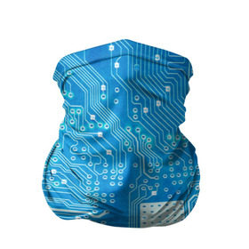 Бандана-труба 3D с принтом Системная плата в Новосибирске, 100% полиэстер, ткань с особыми свойствами — Activecool | плотность 150‒180 г/м2; хорошо тянется, но сохраняет форму | Тематика изображения на принте: кибер | микросхема | синий