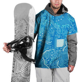 Накидка на куртку 3D с принтом Системная плата в Новосибирске, 100% полиэстер |  | Тематика изображения на принте: кибер | микросхема | синий