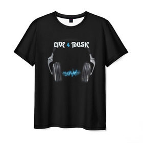 Мужская футболка 3D с принтом Live 4 music в Новосибирске, 100% полиэфир | прямой крой, круглый вырез горловины, длина до линии бедер | dj | music | диджей | клуб | музыка