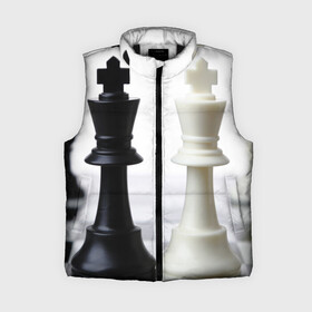 Женский жилет утепленный 3D с принтом Шахматы в Новосибирске,  |  | белая | черная | шахматы