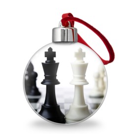 Ёлочный шар с принтом Шахматы в Новосибирске, Пластик | Диаметр: 77 мм | Тематика изображения на принте: белая | черная | шахматы