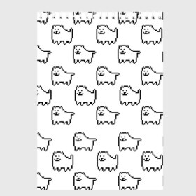 Скетчбук с принтом Undertale Annoying dog white в Новосибирске, 100% бумага
 | 48 листов, плотность листов — 100 г/м2, плотность картонной обложки — 250 г/м2. Листы скреплены сверху удобной пружинной спиралью | Тематика изображения на принте: 8 bit | annoying dog | dog | pixel art | undertale | white