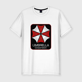 Мужская футболка премиум с принтом Umbrella corporation в Новосибирске, 92% хлопок, 8% лайкра | приталенный силуэт, круглый вырез ворота, длина до линии бедра, короткий рукав | resident evil | вирус | зомби