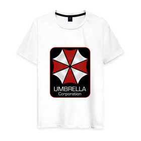 Мужская футболка хлопок с принтом Umbrella corporation в Новосибирске, 100% хлопок | прямой крой, круглый вырез горловины, длина до линии бедер, слегка спущенное плечо. | resident evil | вирус | зомби