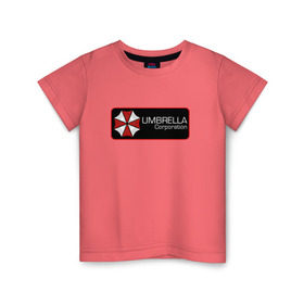 Детская футболка хлопок с принтом Umbrella corporation Нашивка-2 в Новосибирске, 100% хлопок | круглый вырез горловины, полуприлегающий силуэт, длина до линии бедер | resident evil | вирус | зомби