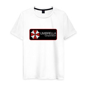 Мужская футболка хлопок с принтом Umbrella corporation Нашивка-2 в Новосибирске, 100% хлопок | прямой крой, круглый вырез горловины, длина до линии бедер, слегка спущенное плечо. | Тематика изображения на принте: resident evil | вирус | зомби