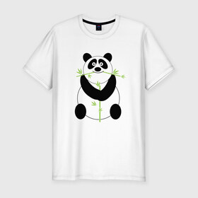 Мужская футболка премиум с принтом Весёлая панда в Новосибирске, 92% хлопок, 8% лайкра | приталенный силуэт, круглый вырез ворота, длина до линии бедра, короткий рукав | бамбук