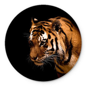 Коврик круглый с принтом Тигр в Новосибирске, резина и полиэстер | круглая форма, изображение наносится на всю лицевую часть | полосы | хищник