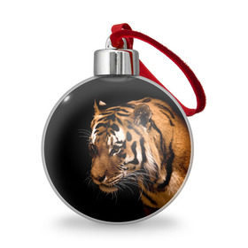 Ёлочный шар с принтом Тигр в Новосибирске, Пластик | Диаметр: 77 мм | Тематика изображения на принте: полосы | хищник