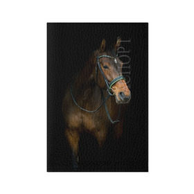 Обложка для паспорта матовая кожа с принтом Породистый жеребец в Новосибирске, натуральная матовая кожа | размер 19,3 х 13,7 см; прозрачные пластиковые крепления | жеребец | животные | конь | лошадка | лошадь | погоня | седло | скакун | скачки | узда