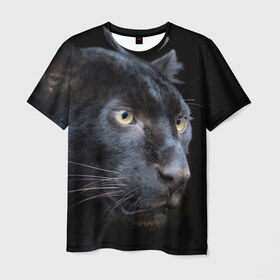 Мужская футболка 3D с принтом Пантера в Новосибирске, 100% полиэфир | прямой крой, круглый вырез горловины, длина до линии бедер | дикая кошка | добыча | животные | ловкость | охота | пантера | сила | скорость | смекалка | хитрость | хищник