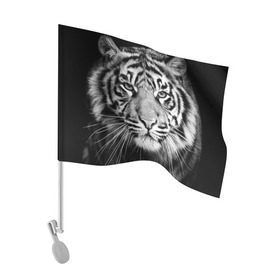 Флаг для автомобиля с принтом Красавец тигр в Новосибирске, 100% полиэстер | Размер: 30*21 см | Тематика изображения на принте: джунгли | дикая кошка | животные | зверь | король | кровь | мясо | опасность | охотник | тигр | хищник | царь | цирк