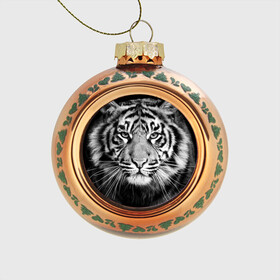 Стеклянный ёлочный шар с принтом Красавец тигр в Новосибирске, Стекло | Диаметр: 80 мм | джунгли | дикая кошка | животные | зверь | король | кровь | мясо | опасность | охотник | тигр | хищник | царь | цирк