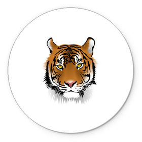 Коврик круглый с принтом Морда тигра в Новосибирске, резина и полиэстер | круглая форма, изображение наносится на всю лицевую часть | Тематика изображения на принте: зверь | кошка | полосы | тигр | хищник