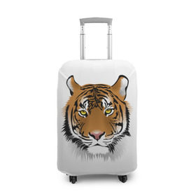 Чехол для чемодана 3D с принтом Морда тигра в Новосибирске, 86% полиэфир, 14% спандекс | двустороннее нанесение принта, прорези для ручек и колес | Тематика изображения на принте: зверь | кошка | полосы | тигр | хищник