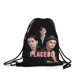 Рюкзак-мешок 3D с принтом Placebo группа в Новосибирске, 100% полиэстер | плотность ткани — 200 г/м2, размер — 35 х 45 см; лямки — толстые шнурки, застежка на шнуровке, без карманов и подкладки | placebo | брайан молко | молко | плацебо | плейсибо | плэйсибо
