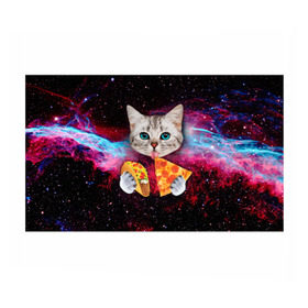 Бумага для упаковки 3D с принтом Кот с едой в Новосибирске, пластик и полированная сталь | круглая форма, металлическое крепление в виде кольца | Тематика изображения на принте: art | cat | pizza | space | еда | космос | кот | кот в космосе | кот с едой | котенок | котик | пицца