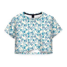 Женская футболка 3D укороченная с принтом Которыб в Новосибирске, 100% полиэстер | круглая горловина, длина футболки до линии талии, рукава с отворотами | котики | милые | паттерн